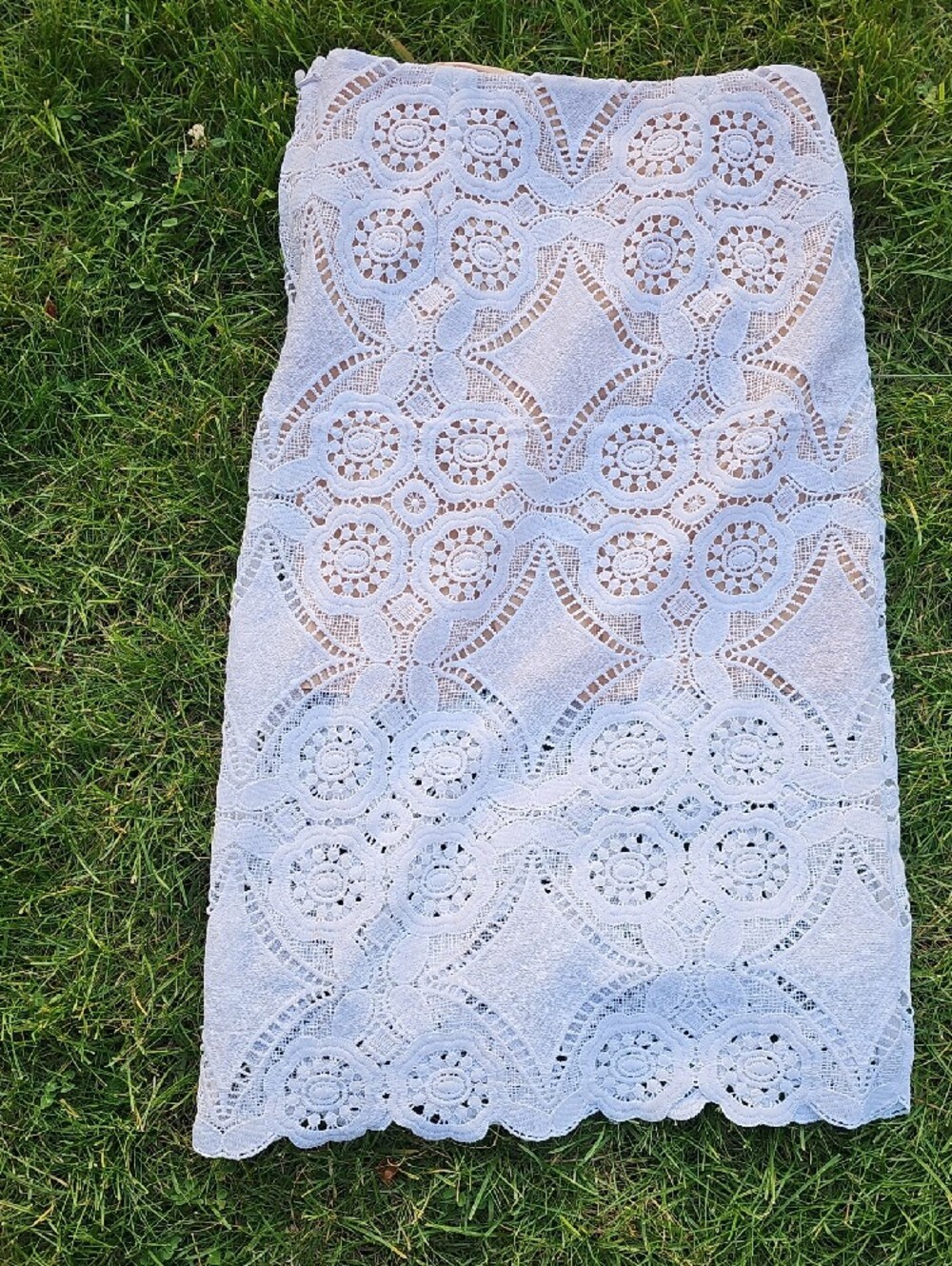 Abercrombie & Fitch Crochet White Lace Midi Pencil Skirt Wedding Bridal D17 - Picture 6 of 7